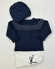 YoYo Boutique Newborn 0M / Navy Blue Navy Blue & White Knitted Newborn Outfit