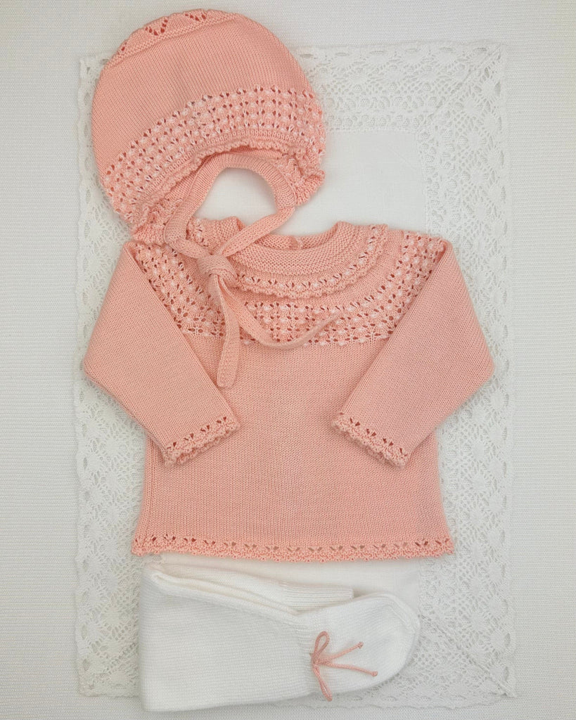 YoYo Boutique Newborn 0M / Peach Peach Knitted Newborn Outfit