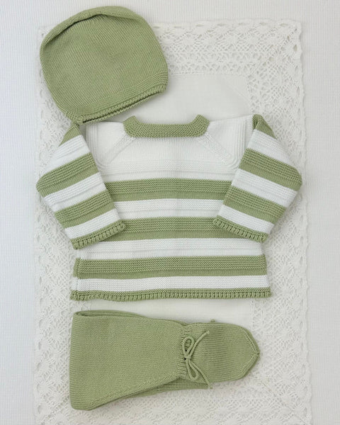 YoYo Boutique Newborn 0M / Pistachio Pistachio & White Knitted Newborn Outfit