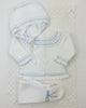 YoYo Boutique Newborn 0M / White White & Blue Knitted Newborn Outfit