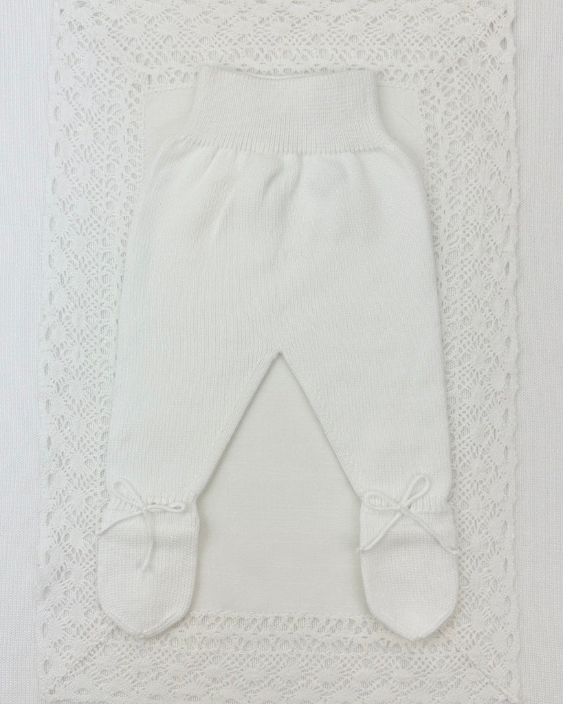 YoYo Boutique Newborn 0M / White White Knitted & Bow Newborn Outfit