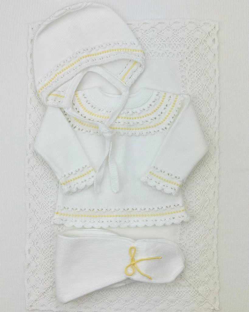 YoYo Boutique Newborn 0M / White White & Yellow Knitted Newborn Outfit