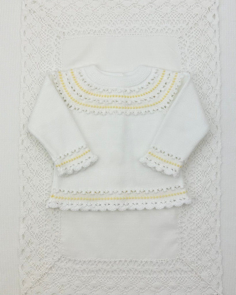 YoYo Boutique Newborn 0M / White White & Yellow Knitted Newborn Outfit