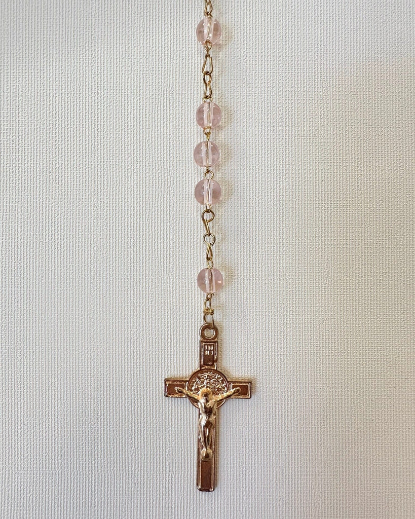 YoYo Boutique Rosary Pink Pink Crystals & Virgin of Guadalupe Rosary