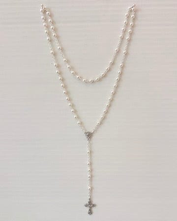 YoYo Boutique Rosary Silver Pearls & Silver Rosary