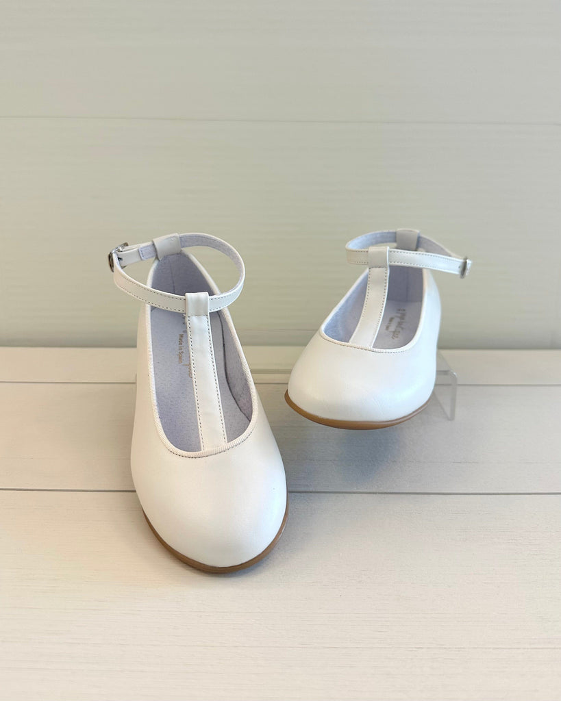 YoYo Boutique Shoes Pearl White T-Bar Ballerina Shoes