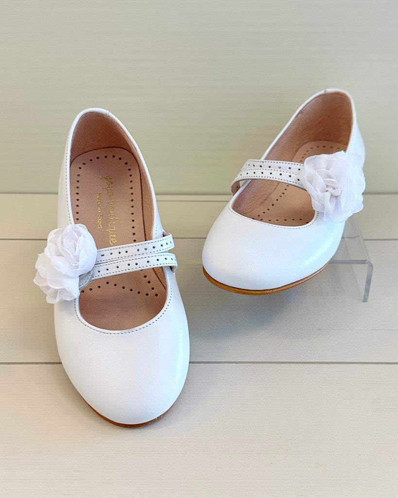 YoYo Boutique Shoes White Mary Jane with Flower Shoes