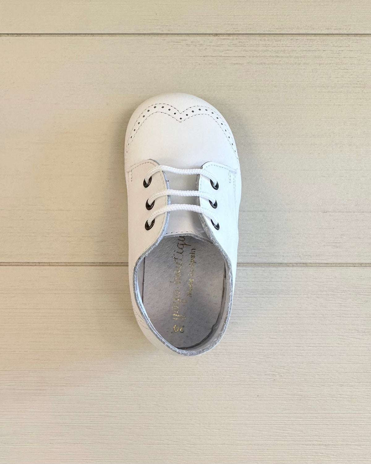 White Leather Oxford Shoes – Spanish Boys’ Dress Shoes with Sole 24 EU / 8 US / White / Leather