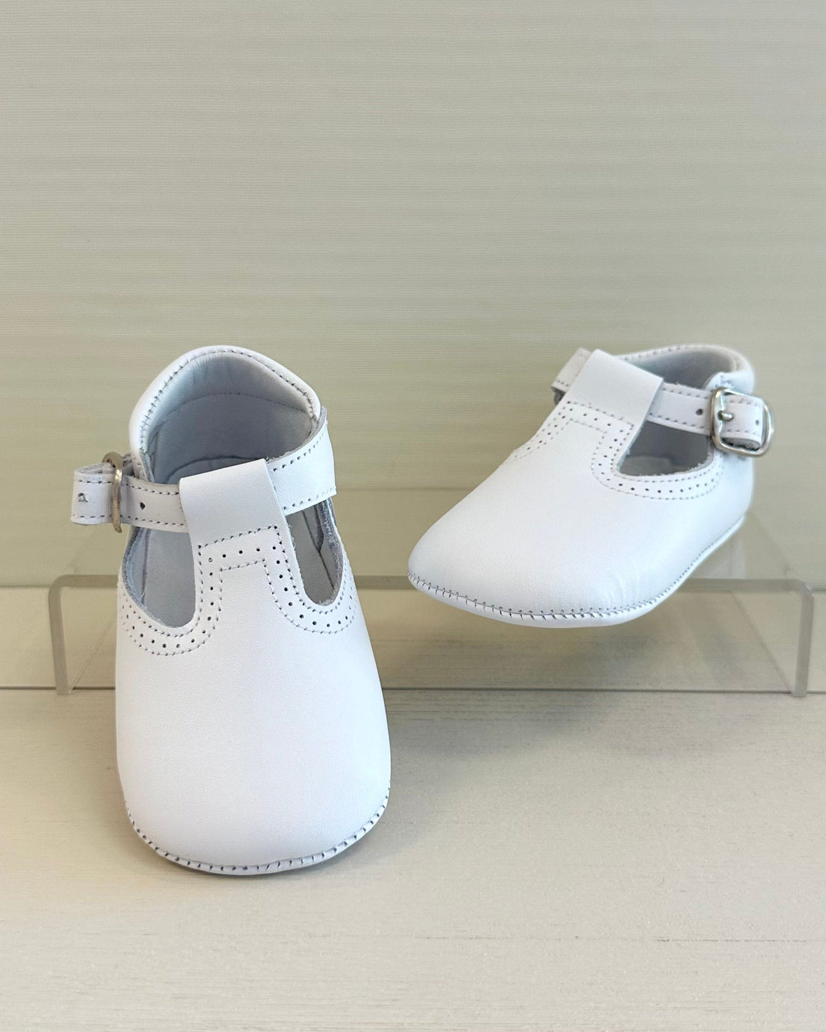 White T-Bar Pre-Walker  Spanish Leather Baby Boy Shoe 19 EU / 4 US / White / Leather