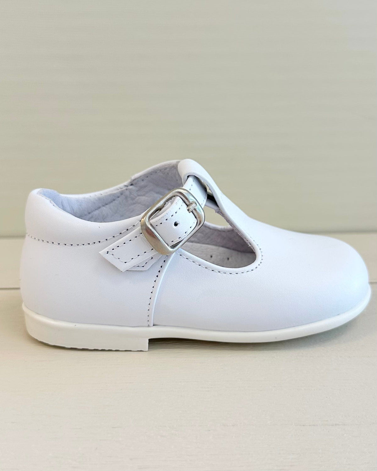 Infantes Spanish Leather shoes, Brand New, size 8 1/2 White T-Bar Baby Boy Shoes – Spanish Leather with Sole main image 2