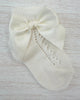 YoYo Boutique Socks Off-White Openwork with Bow Socks