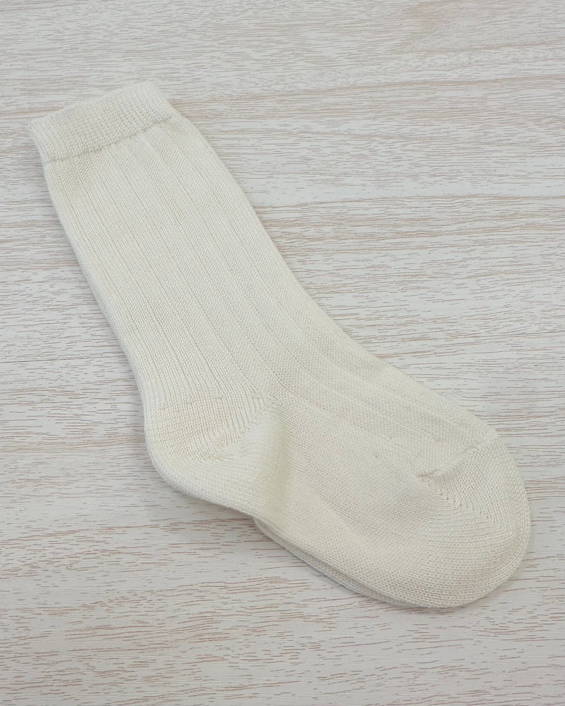 YoYo Boutique Socks Off-White Ribbed Kneehigh Socks