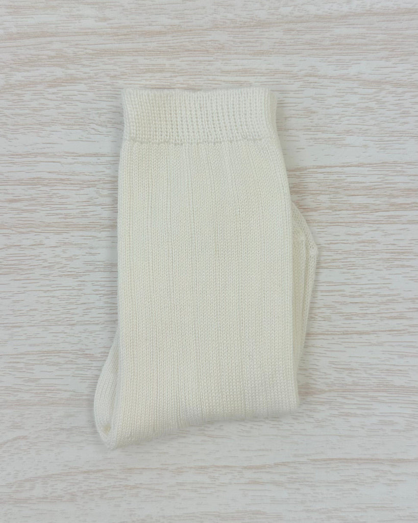 YoYo Boutique Socks Off-White Ribbed Kneehigh Socks