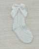 YoYo Boutique Socks White Openwork with Bow Kneehigh Socks