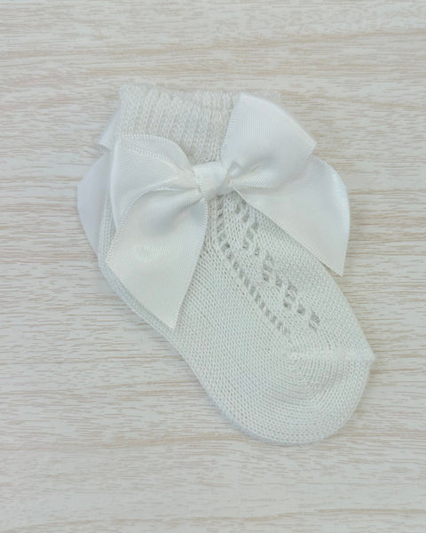 YoYo Boutique Socks White Openwork with Bow Socks