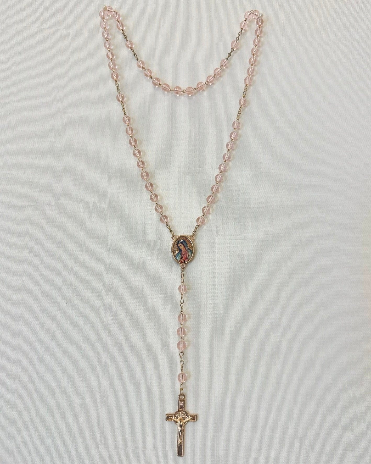 YoYo Children's Boutique Accesories Pink Crystals & Virgin of Guadalupe Rosary