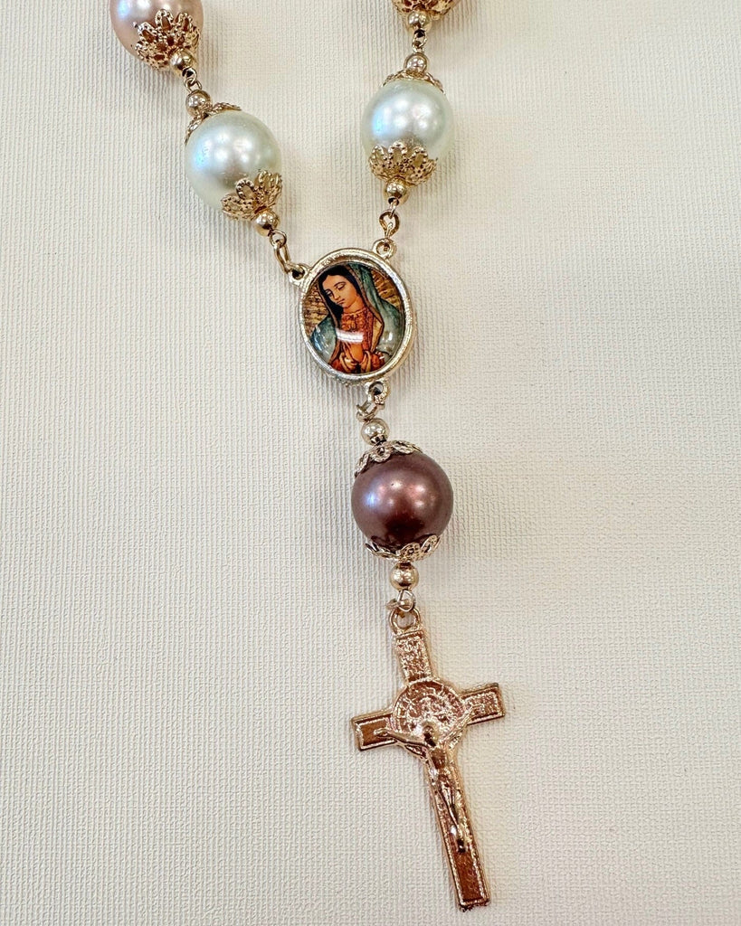 YoYo Children's Boutique Rosary Guadalupe Virgin & Pearls Mini Rosary
