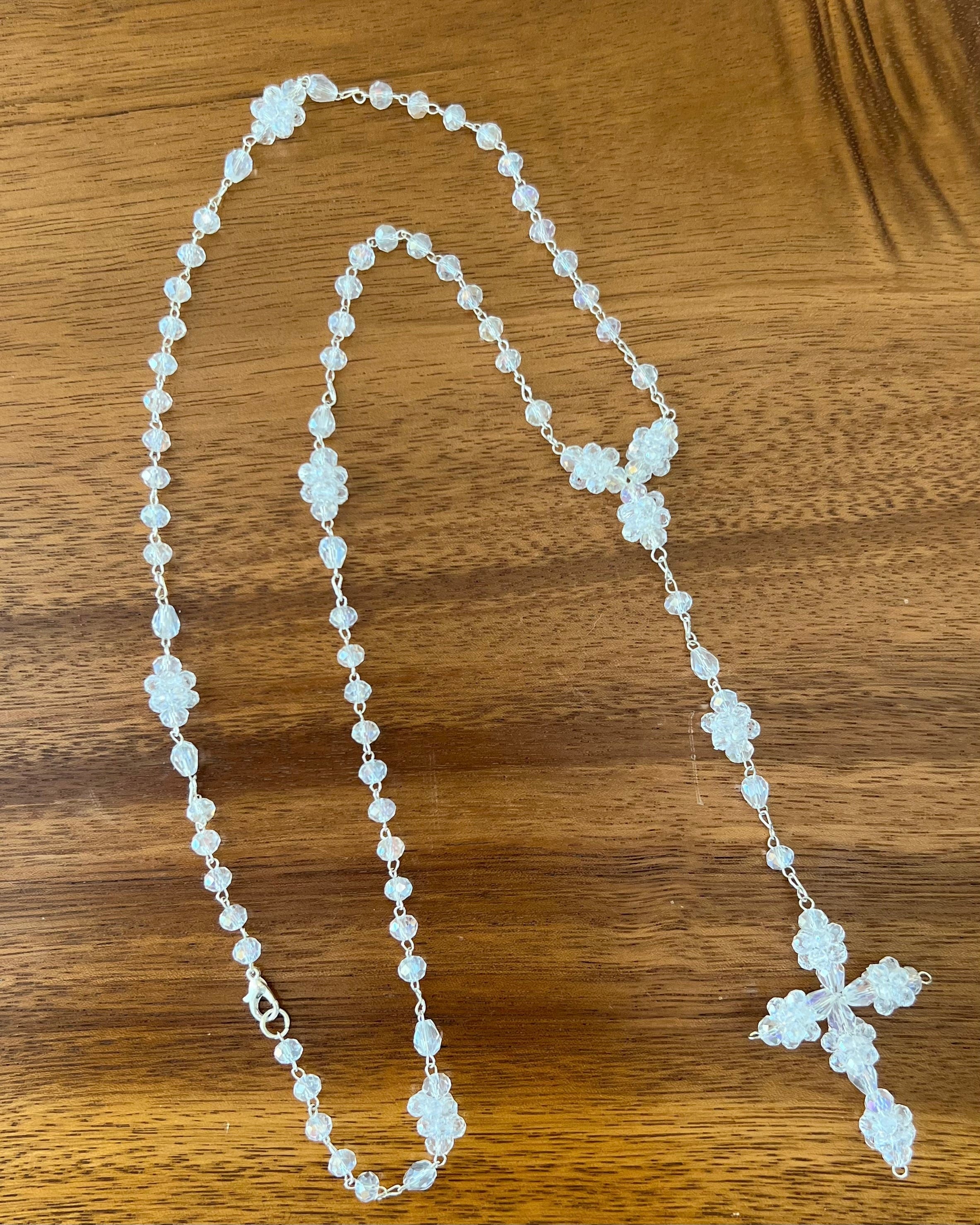 YoYo Children's Boutique Accesories White Crystals Rosary