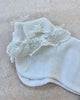 Condor Socks Off-White Ankle Socks with Folded Cuff, Lace & Bow
