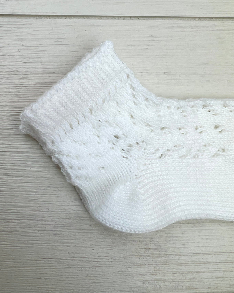 Condor Socks Off-White Cotton Openwork Short Socks