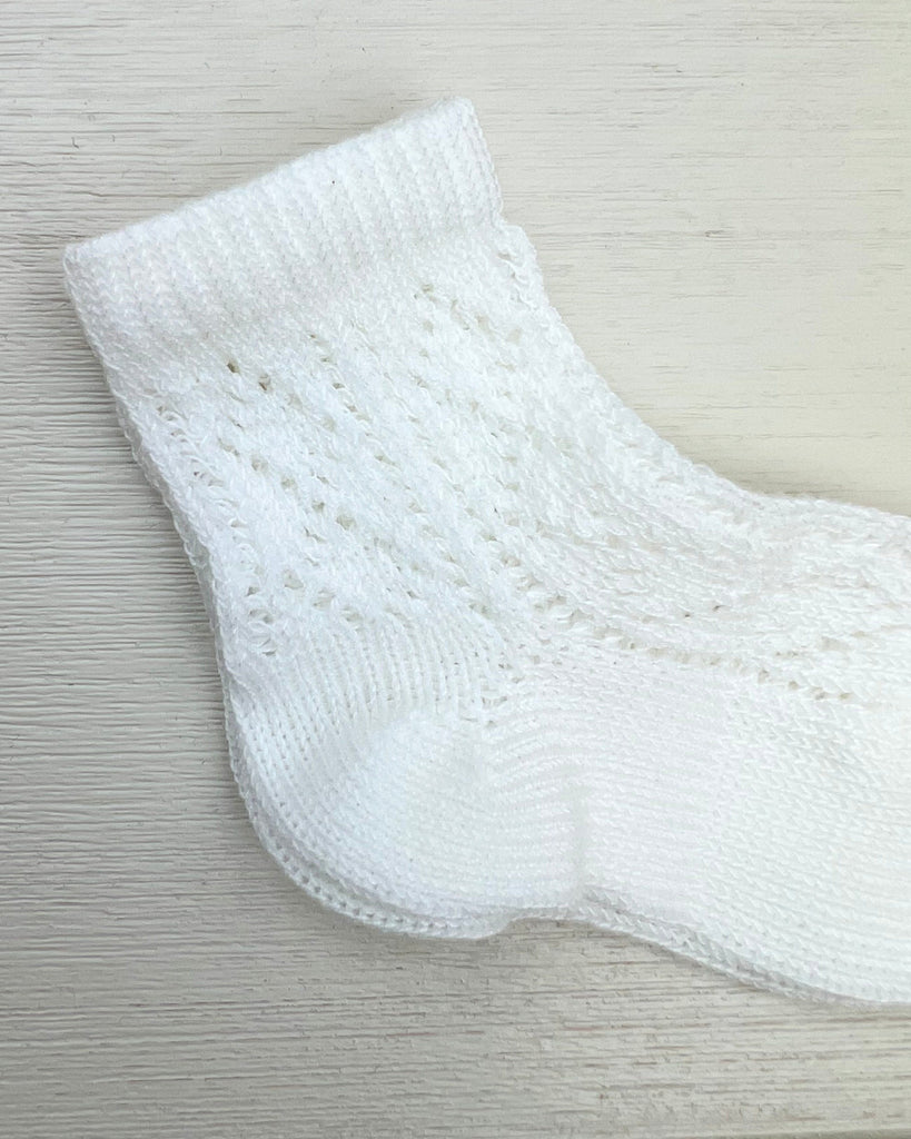 Condor Socks Off-White Perle Ankle Socks with Openwork