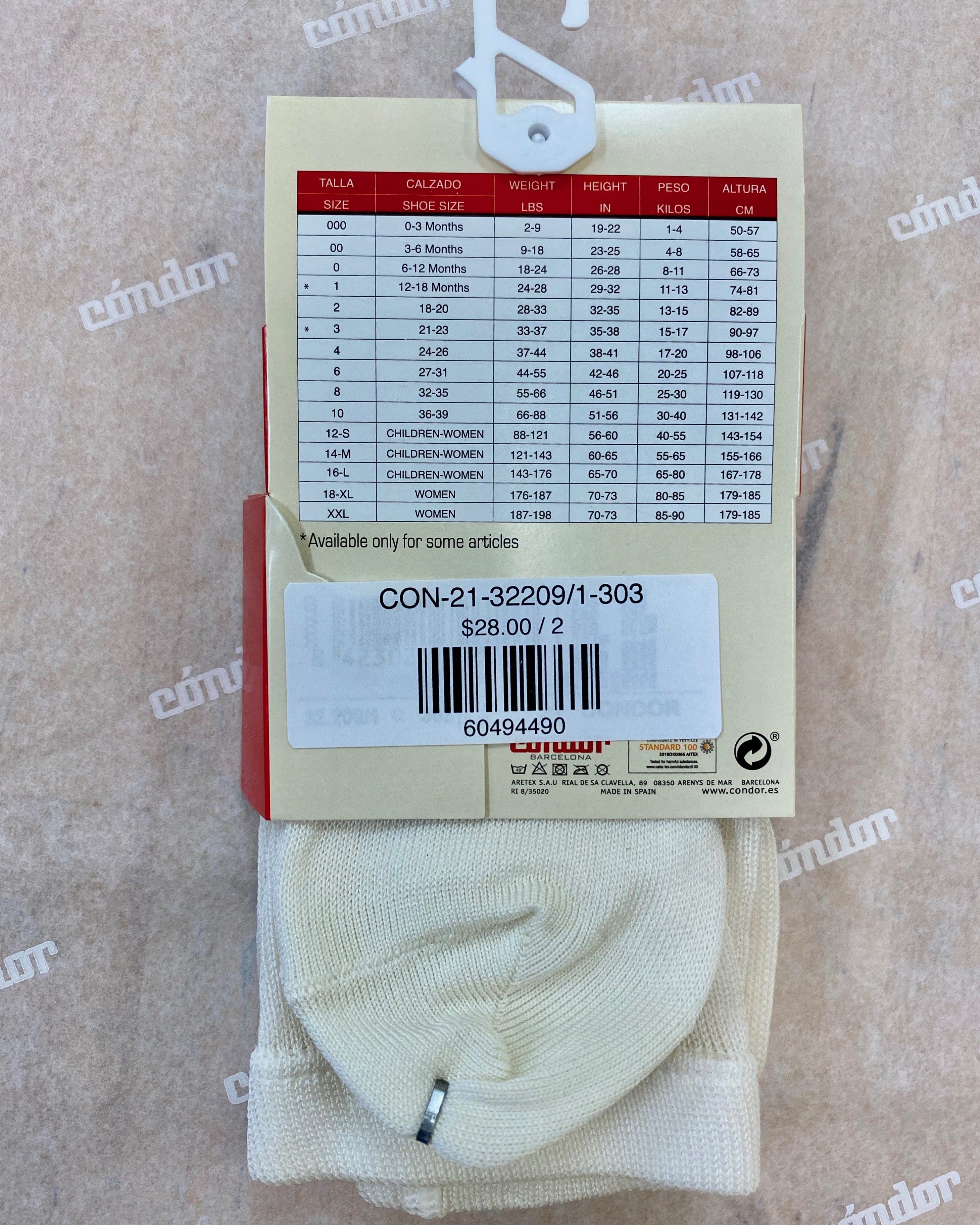 Condor Socks Off-White Plain Stitch Tights