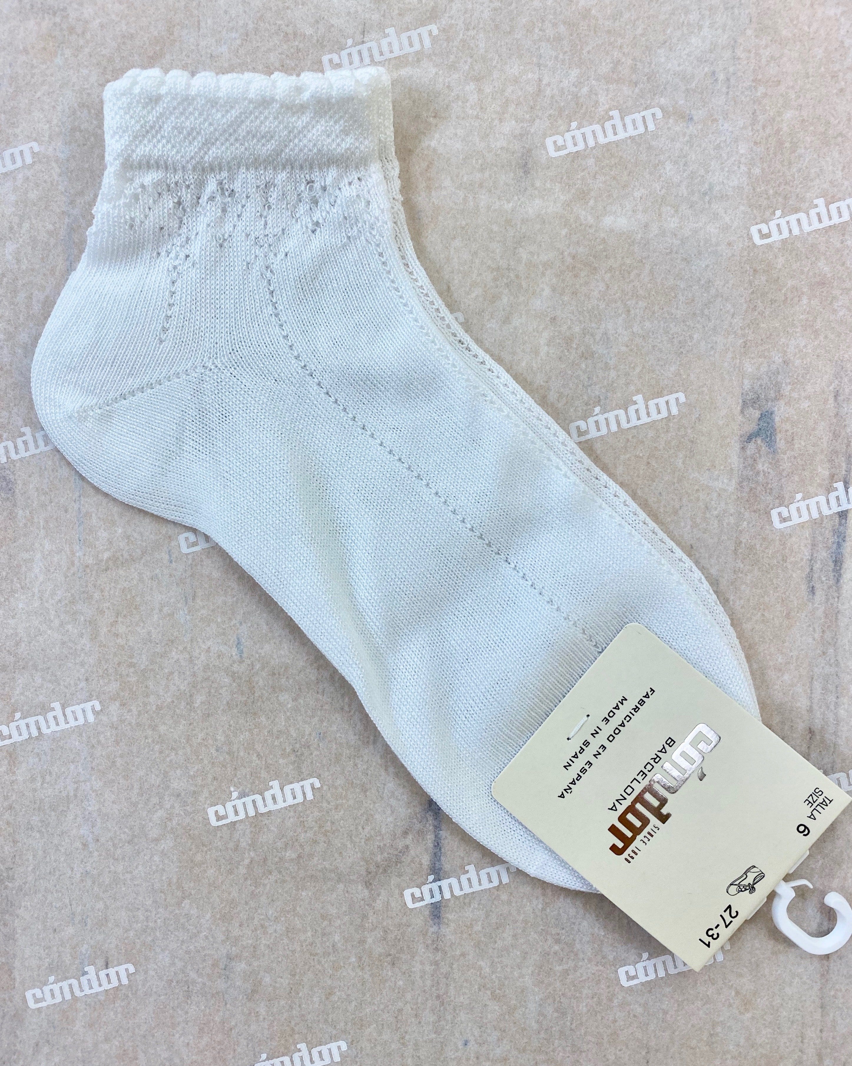 Condor Socks White Ankle Socks with Openwork Details