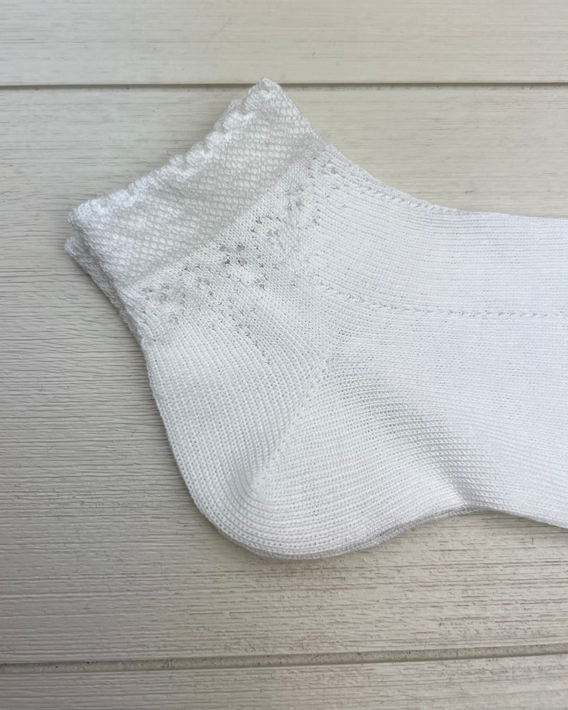 Condor Socks White Ankle Socks with Openwork Details