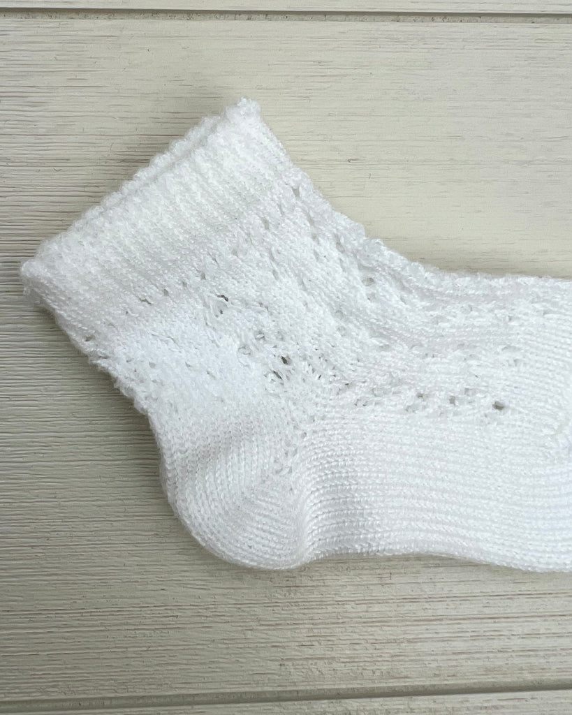 Condor Socks White Cotton Openwork Short Socks