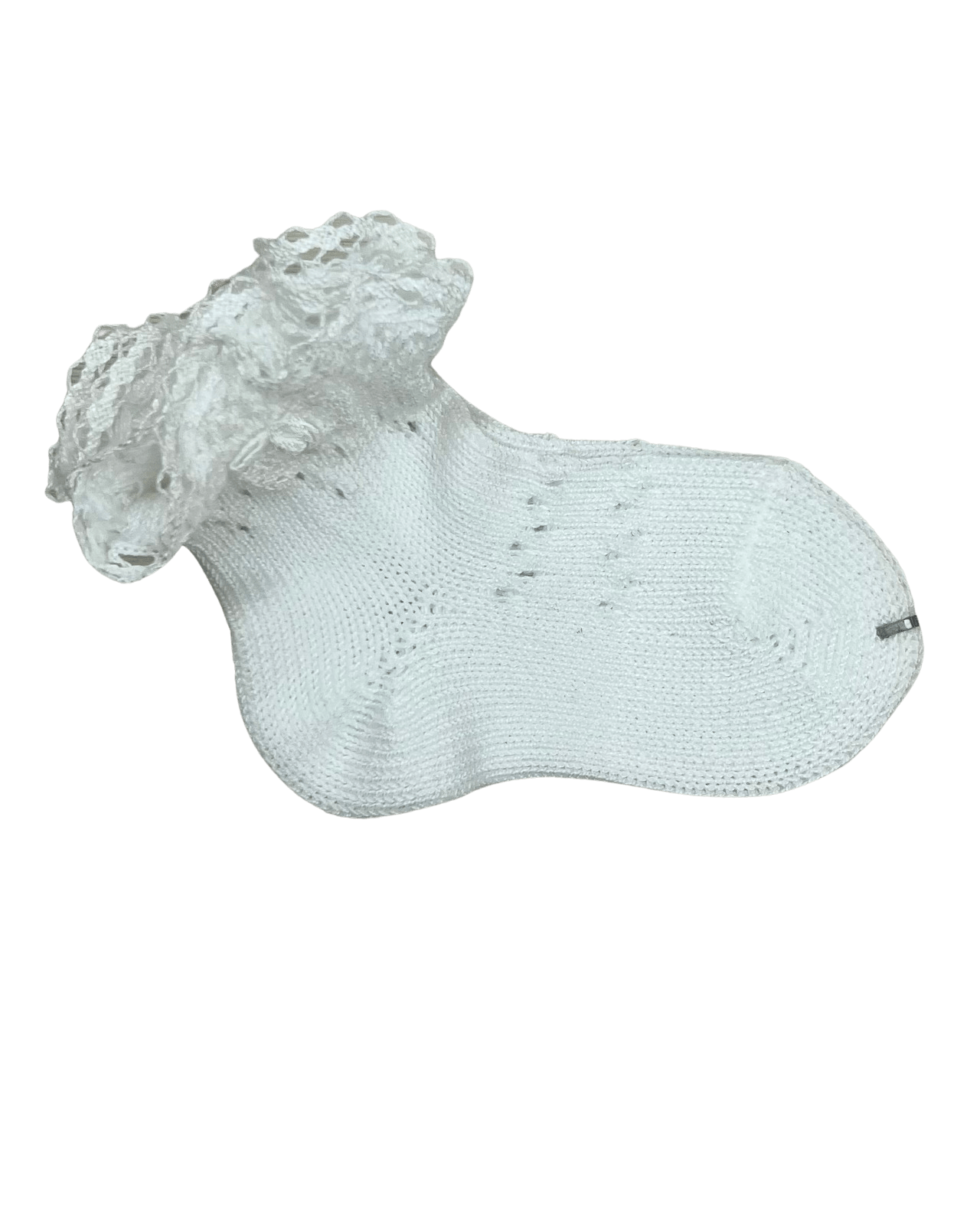 Condor Socks White Perle Openwork with Lace Edge