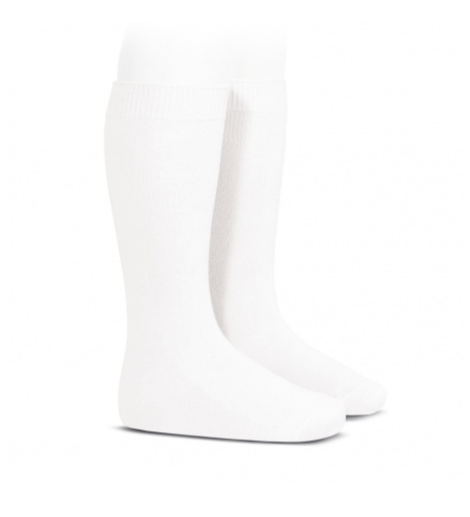 Condor Socks White Plain Stitch Knee-High Socks