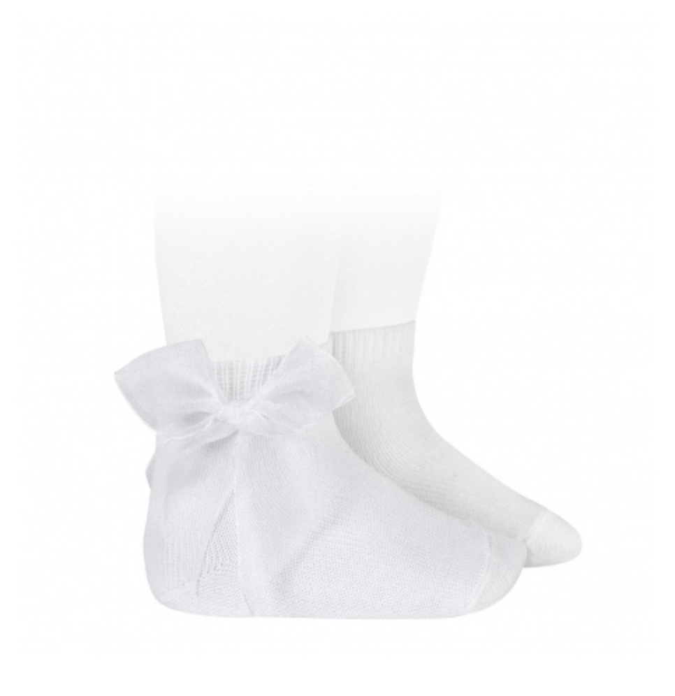 Condor Socks White Short Socks with Organza Bow