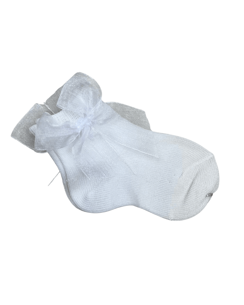 Condor Socks White Short Socks with Organza Bow