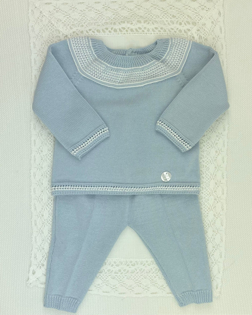 Martin Aranda Baby & Toddler Outfits 0M Cadet Grey with White Knit Newborn Outfit