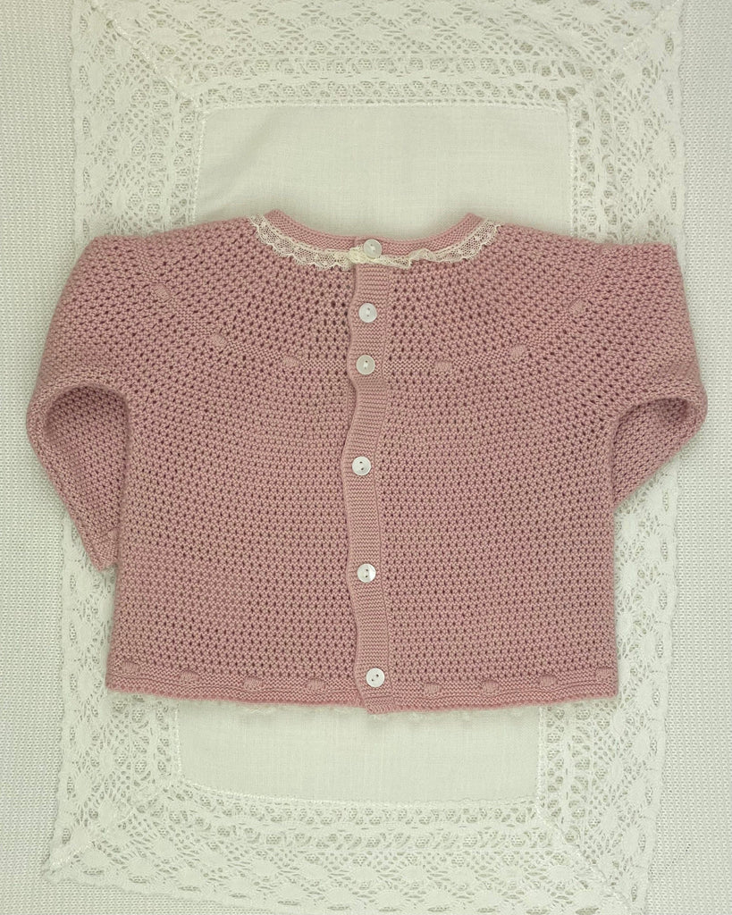 Martin Aranda Baby & Toddler Outfits 0M Dusty Rose Knit & Lace Newborn Outfit