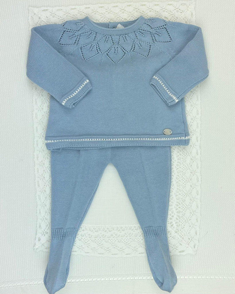 Martin Aranda Baby & Toddler Outfits 0M Steel Blue Knit Newborn Outfit