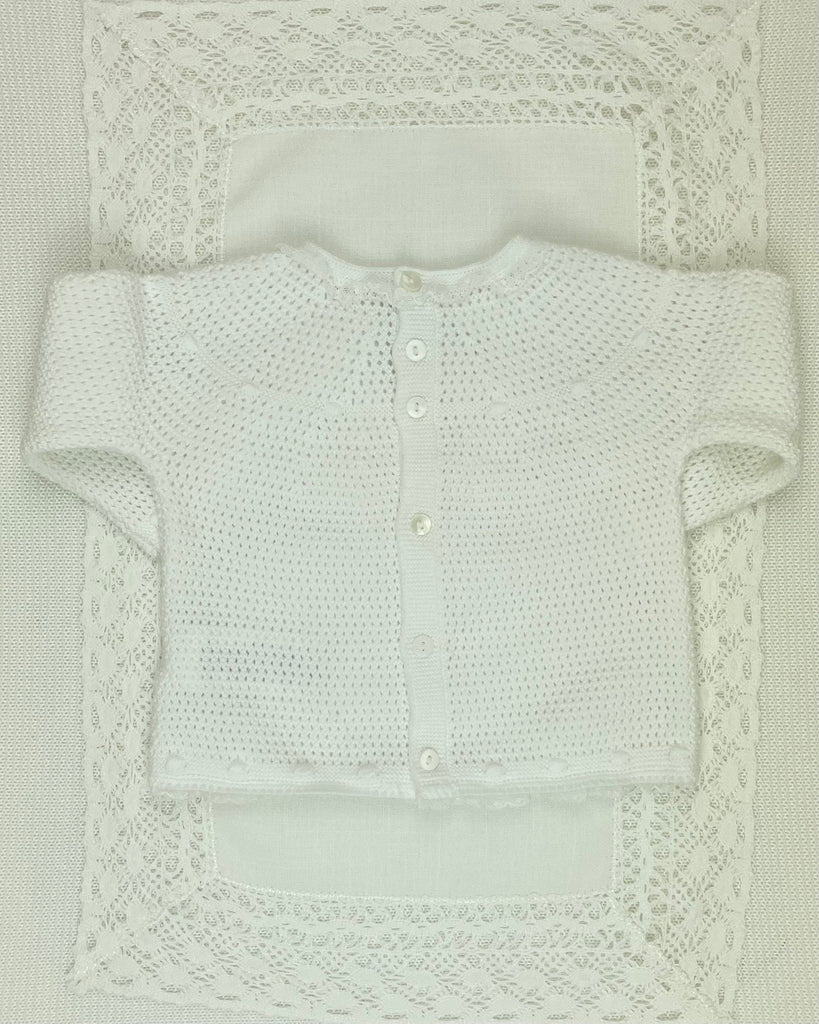 Martin Aranda Baby & Toddler Outfits 0M White Knit & Lace Newborn Outfit