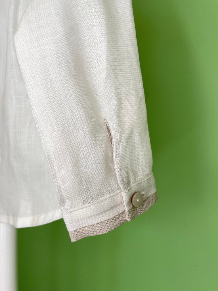 Martin Aranda Baptism & Communion Dresses White & Beige Linen Shorts Outfit