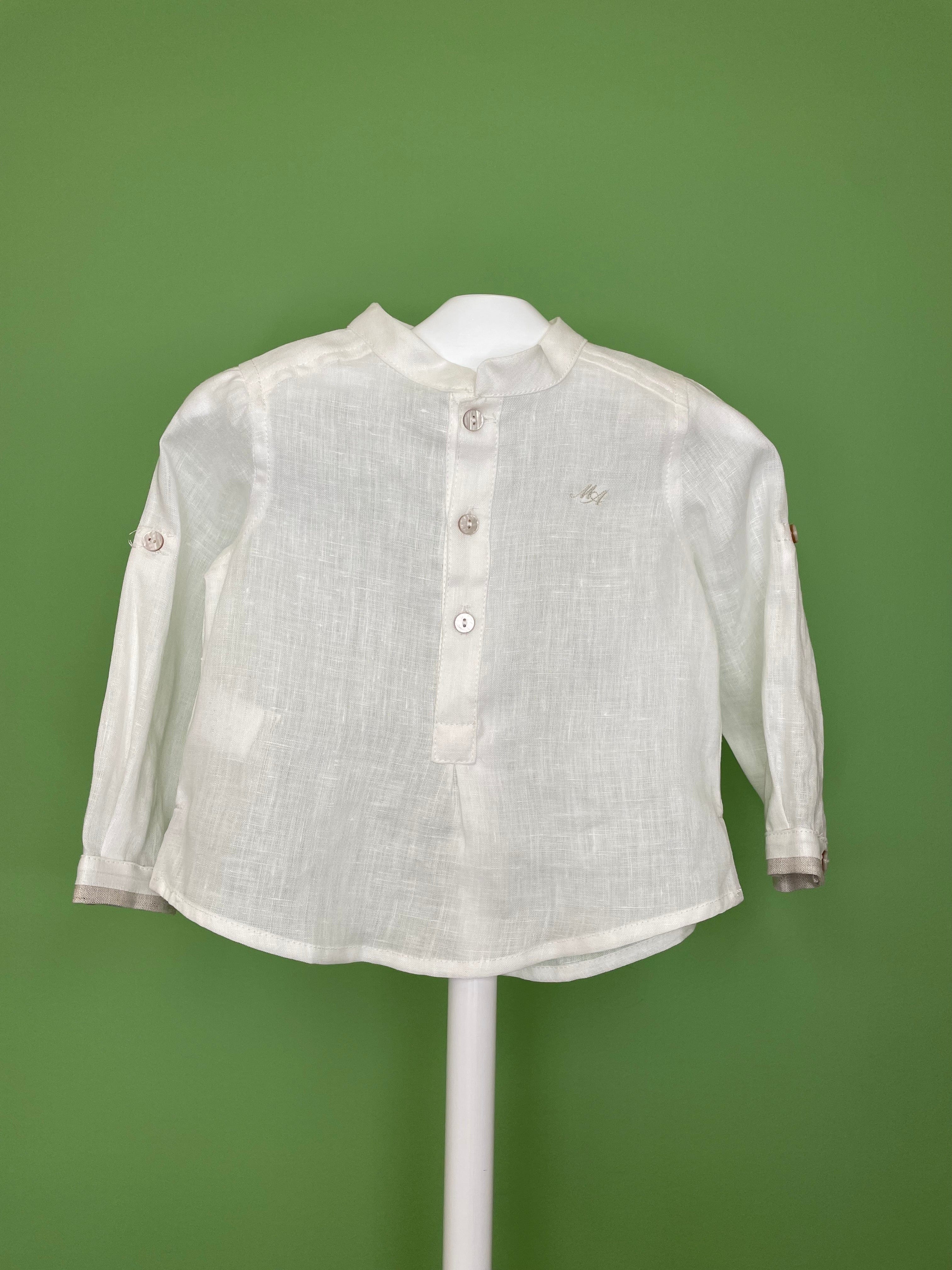 Martin Aranda Baptism & Communion Dresses White & Beige Linen Shorts Outfit