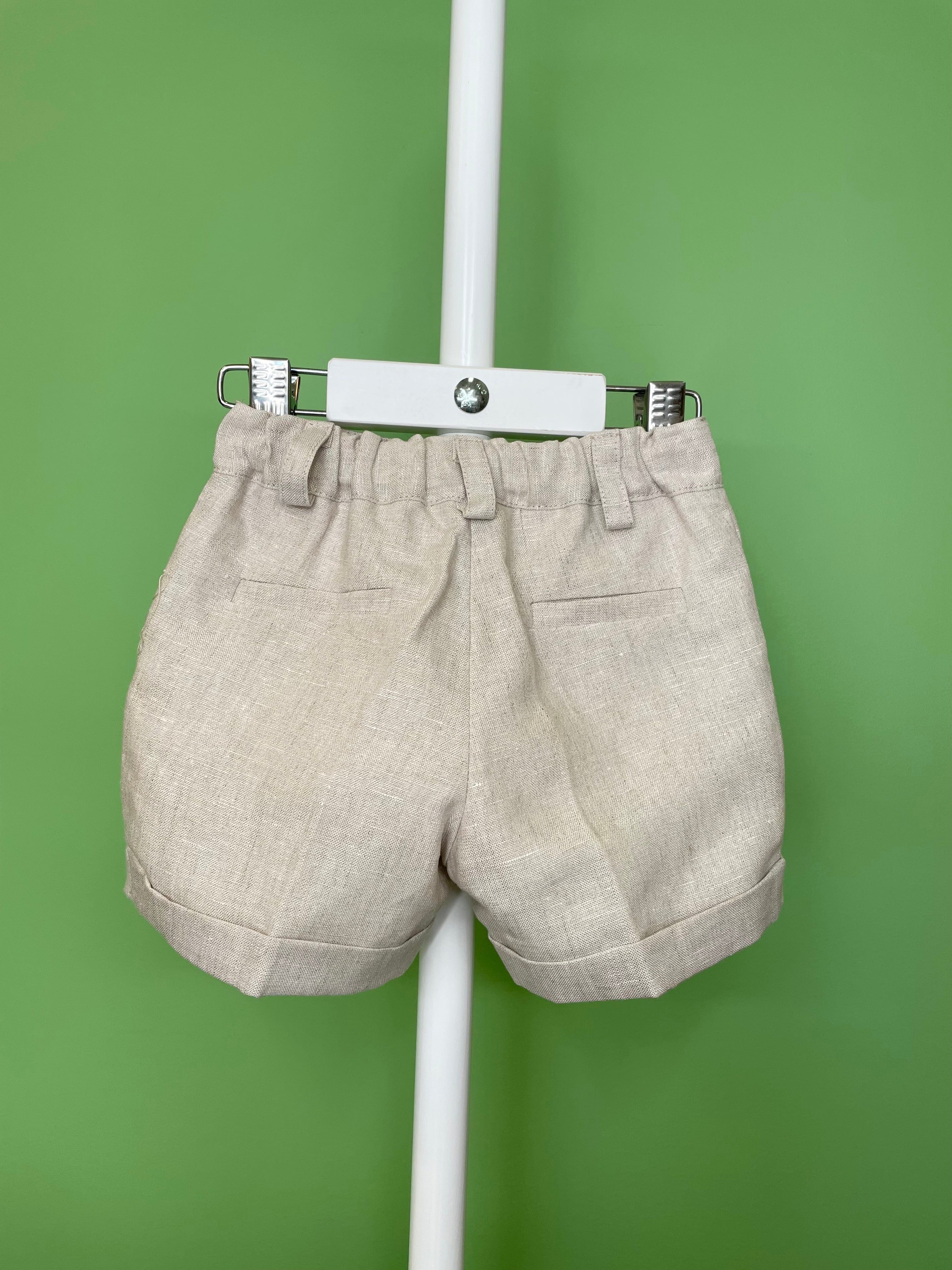 Martin Aranda Baptism & Communion Dresses White & Beige Linen Shorts Outfit