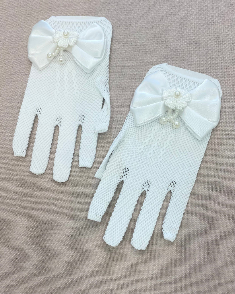 YoYo Accesories One Size / White White Fishnet Gloves with Bow