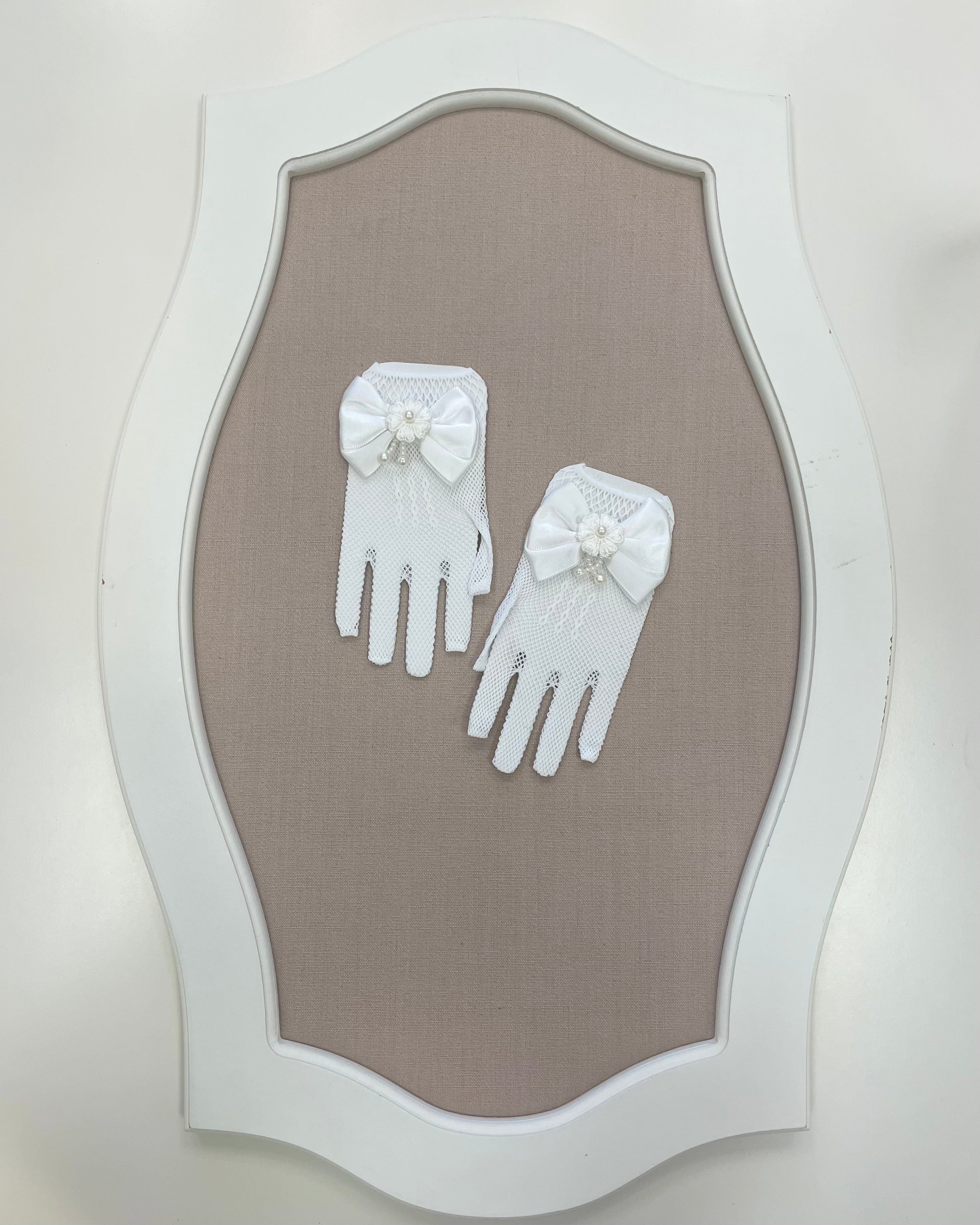 YoYo Accesories One Size / White White Fishnet Gloves with Bow