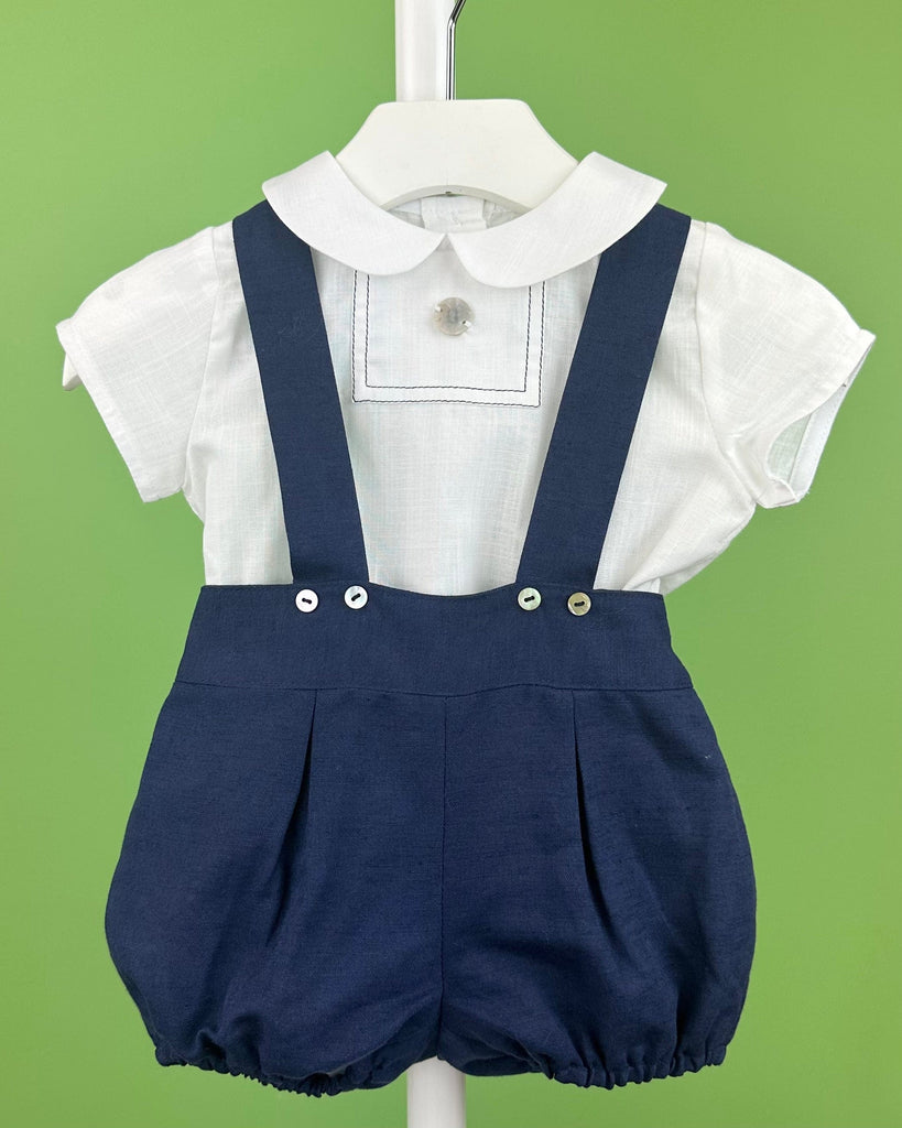 YoYo Boutique Baptism Charlie White & Navy Blue Outfit