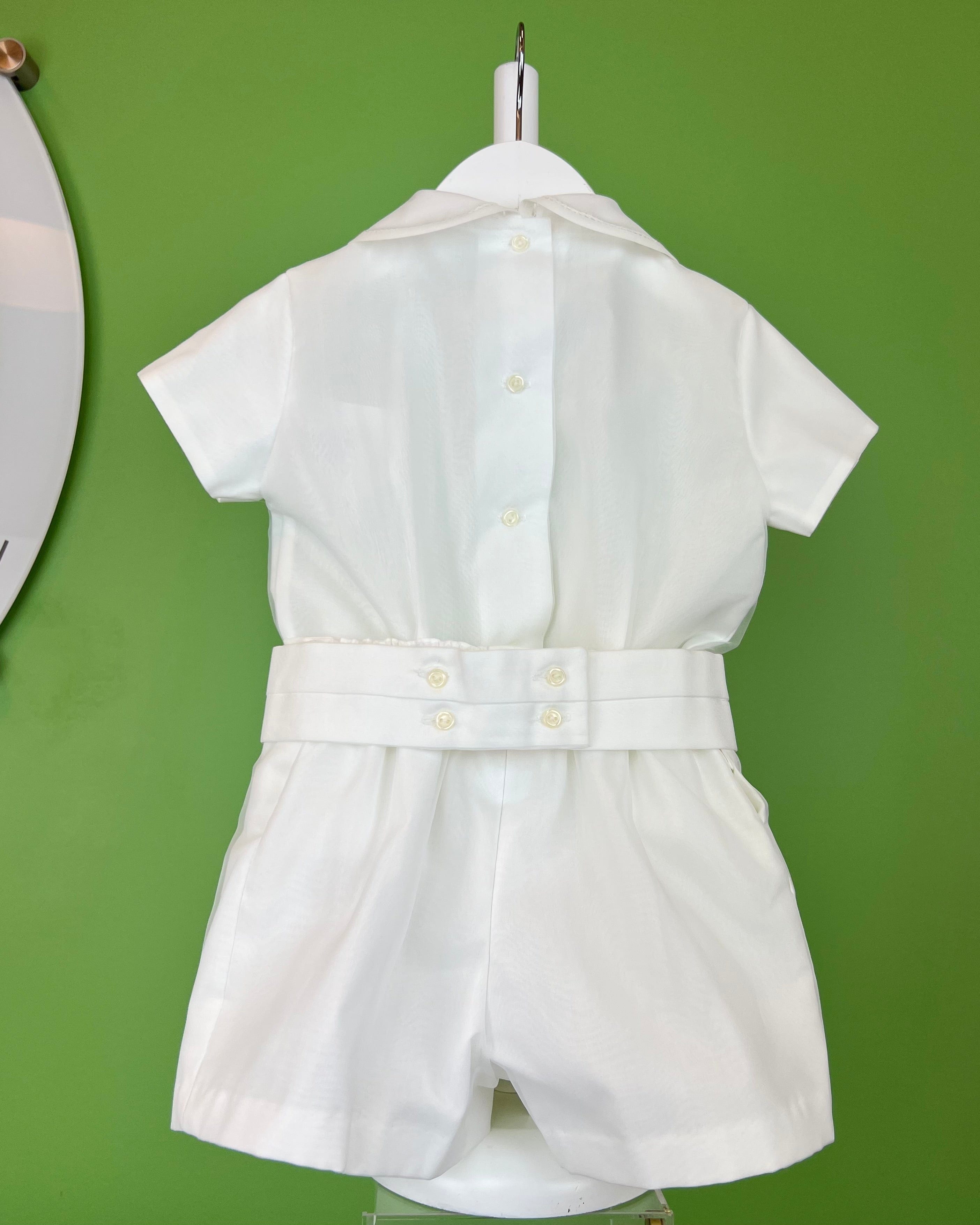 YoYo Boutique Baptism Felipe White Shorts Outfit
