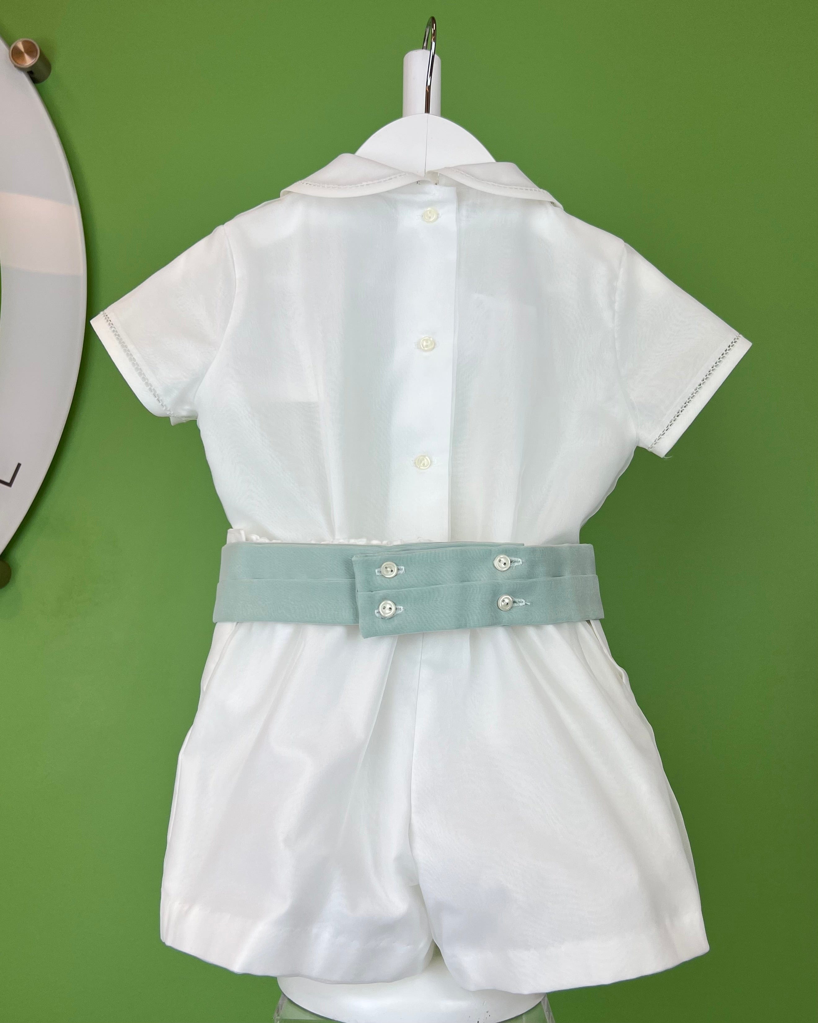YoYo Boutique Baptism Luciano Off-White & Green Shorts Outfit