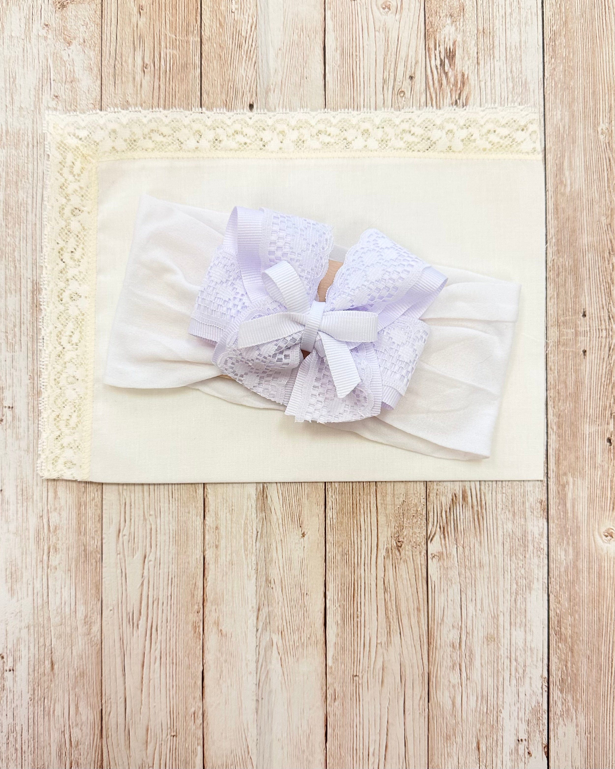 YoYo Boutique White White Lace Bow Headband