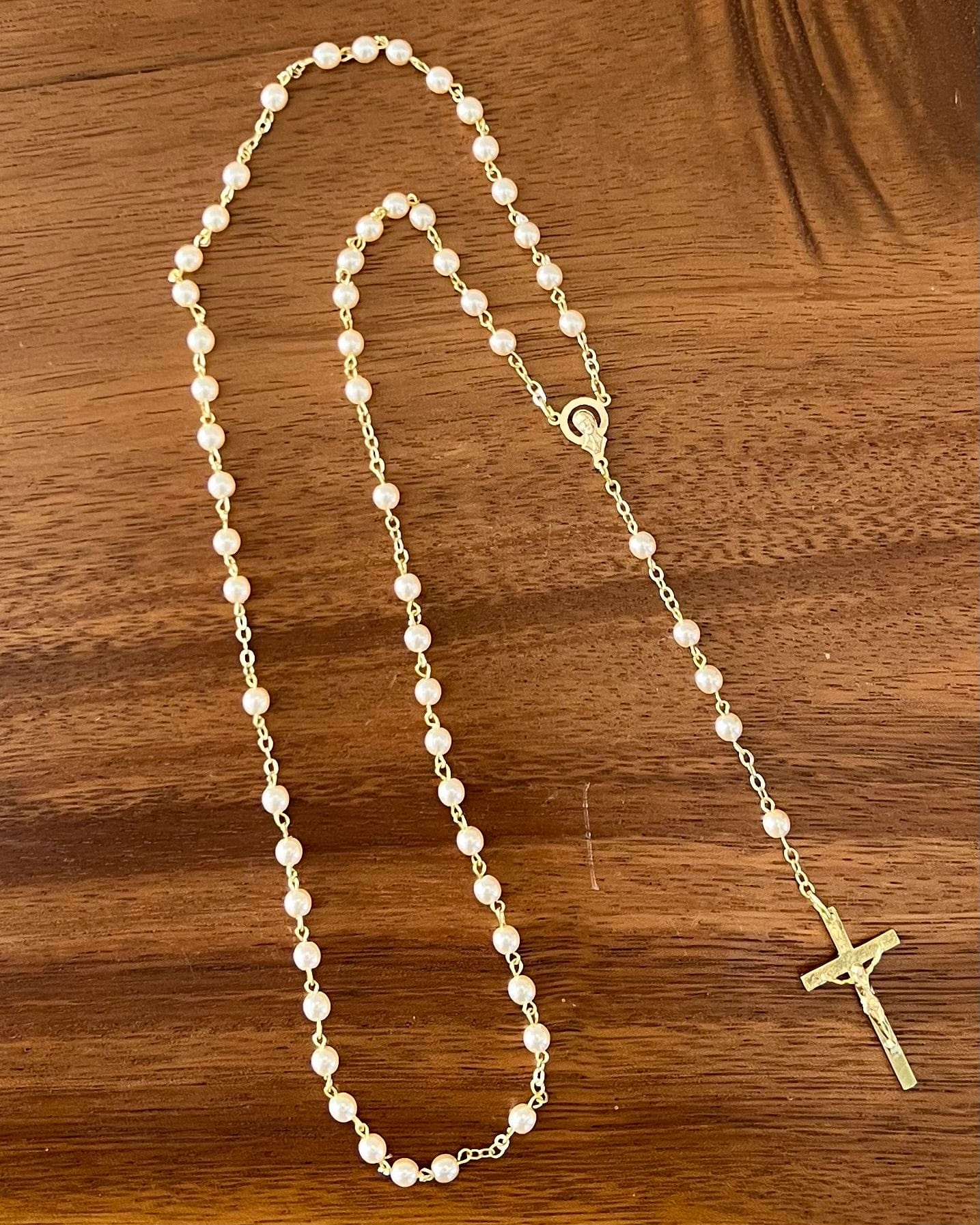 YoYo by Nina Accesories Gold Rosary Pearls & Golden