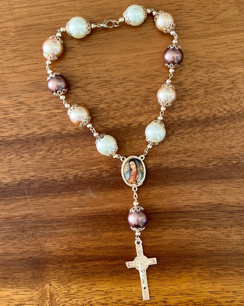 YoYo Children's Boutique Accesories Guadalupe Virgin & Tri-Color Pearls Mini Rosary