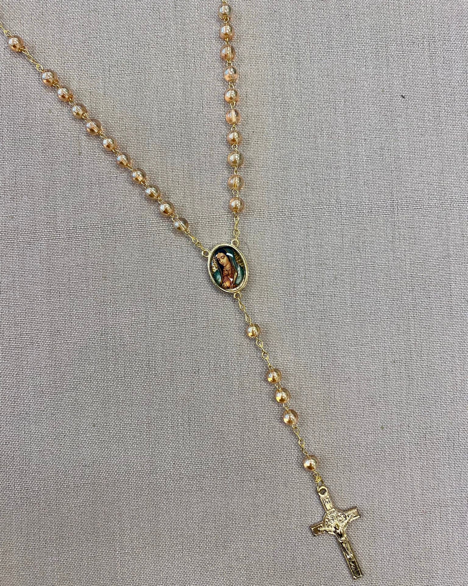 YoYo Children's Boutique Accesories Nude Pink & Virgin of Guadalupe Rosary