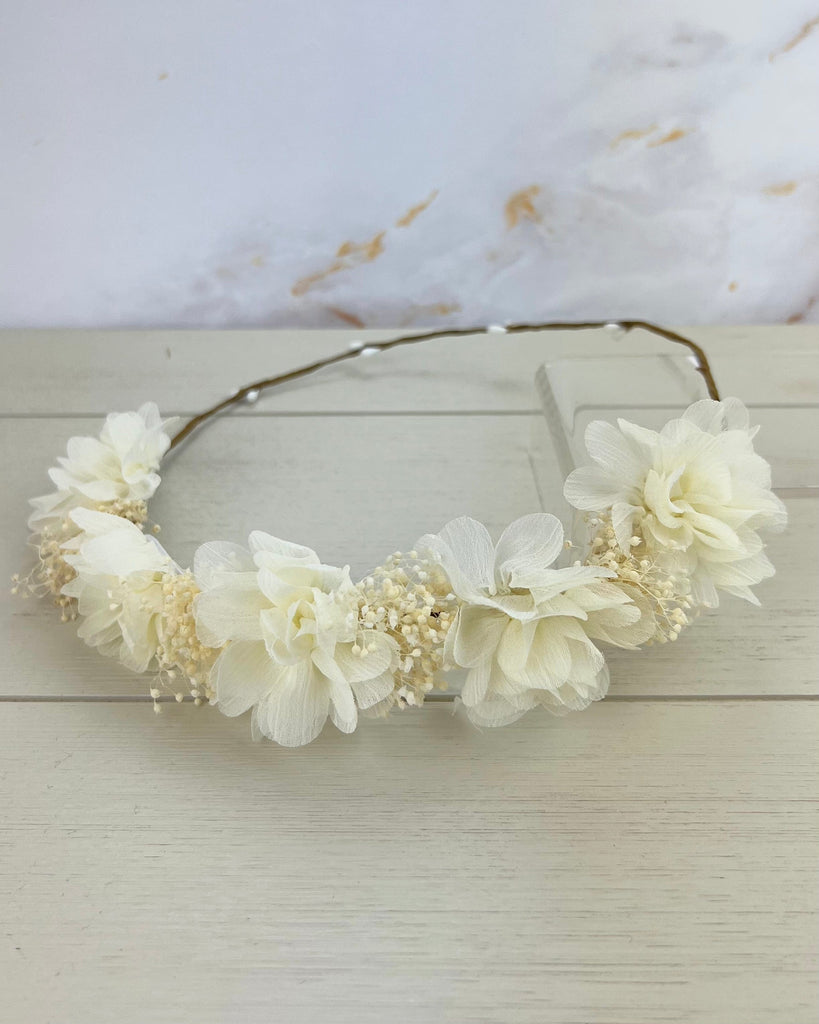 YoYo Children's Boutique Accesories Off-White Off-White Flowers & Baby Breath Half Crown